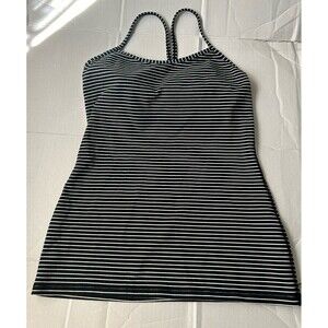 Lululemon Power Y Tank Black & White Stripes 8